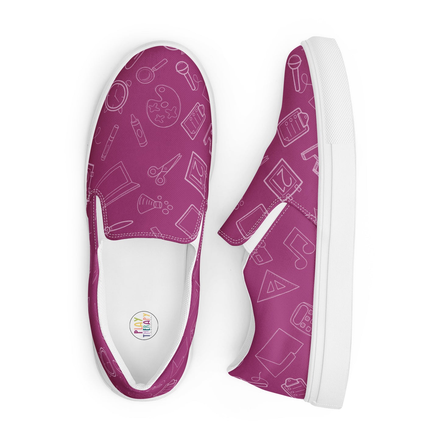 Magenta Elementary Doodles Slip-on Canvas Shoes (Women's Sizes)