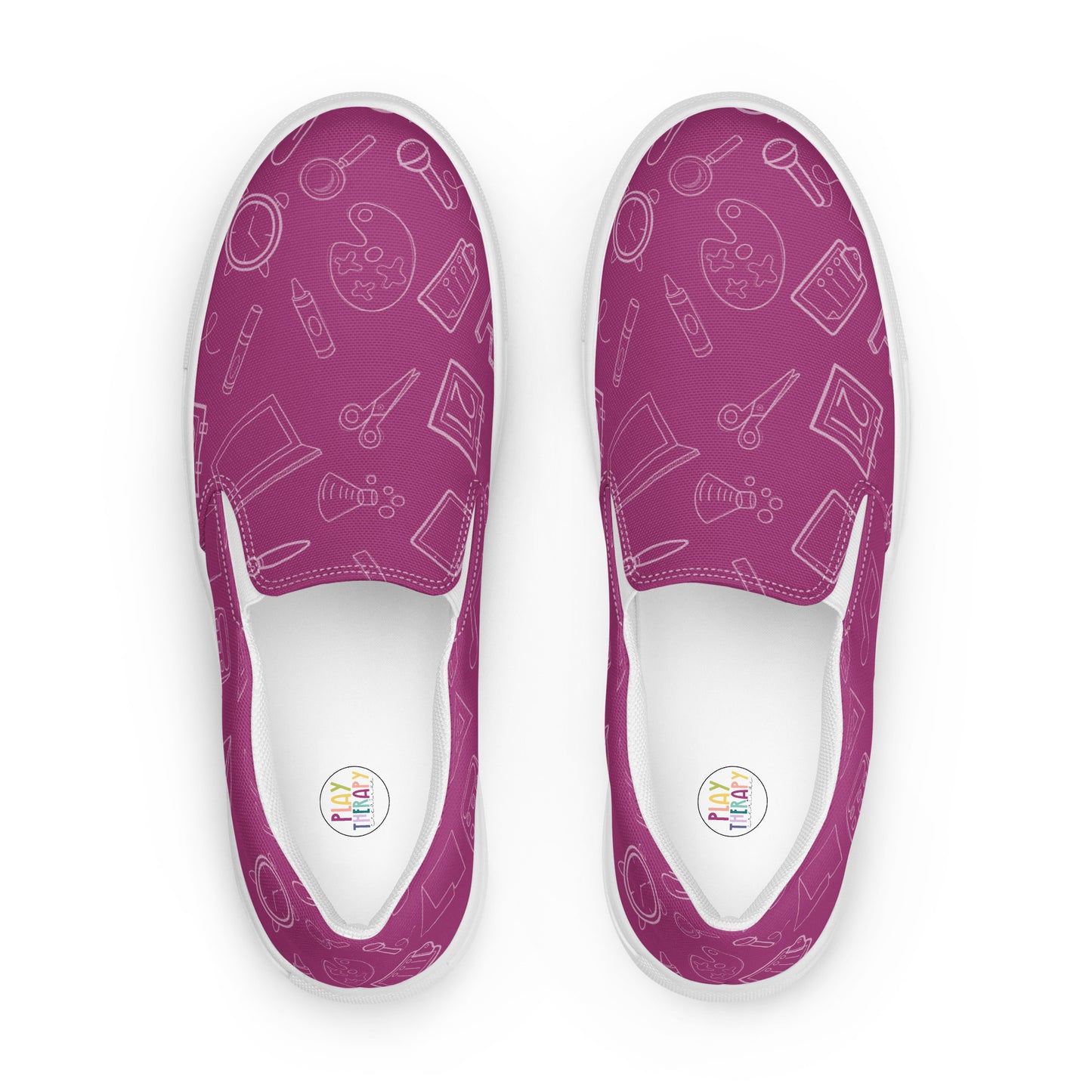 Magenta Elementary Doodles Slip-on Canvas Shoes (Women's Sizes)