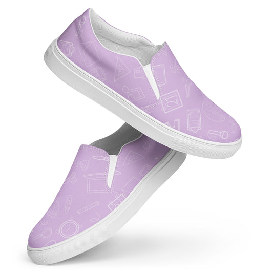 Lavender Elementary Doodles Slip-on Canvas Shoes (Women's Sizes)