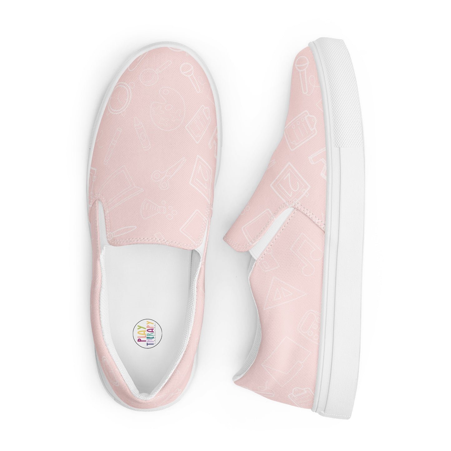 Pink Elementary Doodles Slip-on Canvas Shoes (Women's Sizes)