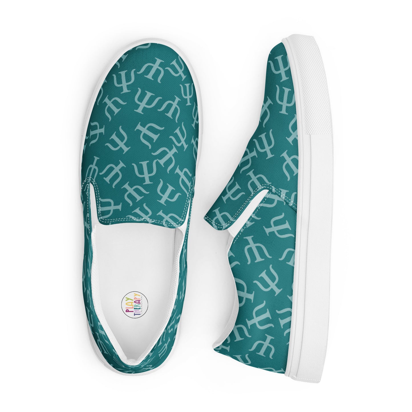 Teal Psych Symbol Slip-on Canvas Shoes (Women's Sizes)