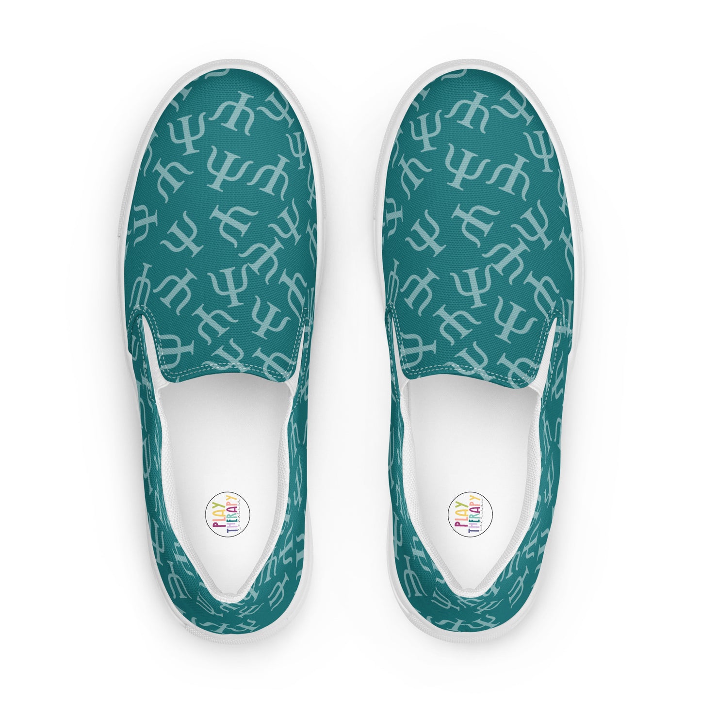 Teal Psych Symbol Slip-on Canvas Shoes (Women's Sizes)