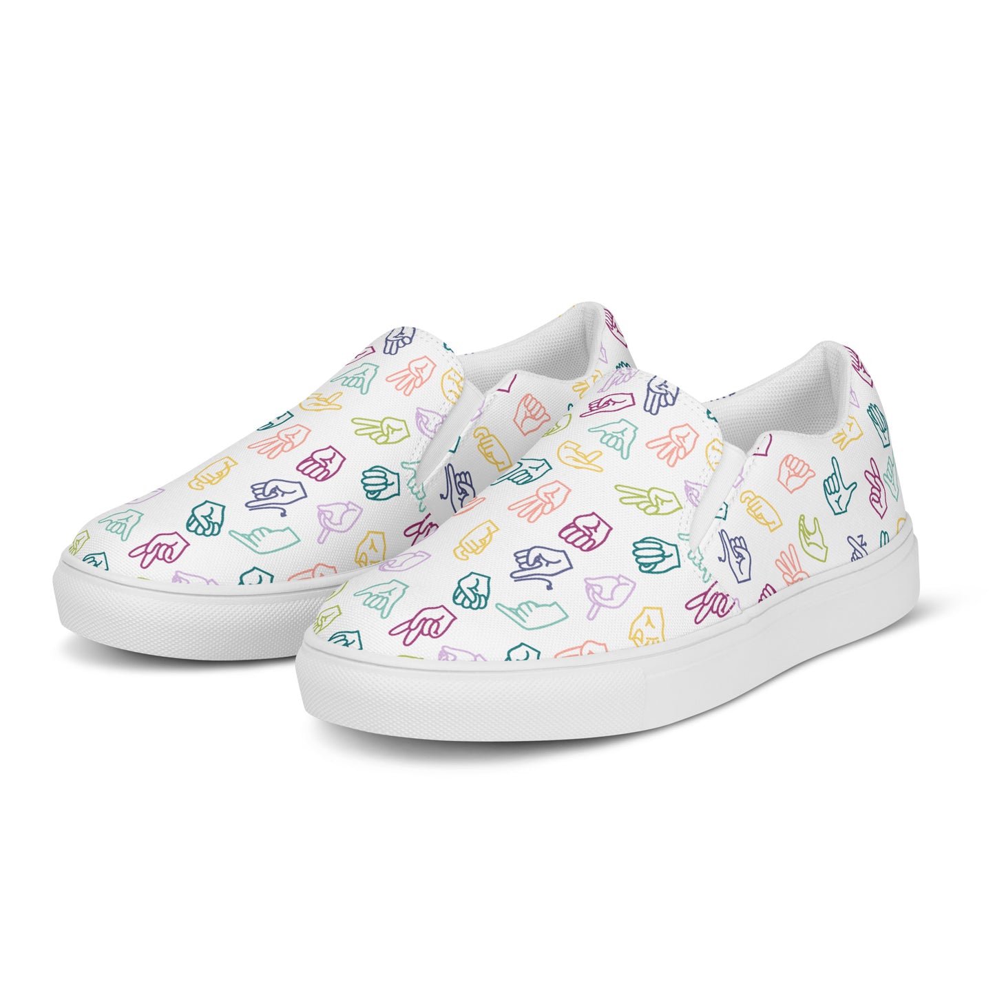Muted Rainbow ASL Slip-on Canvas Shoes (Women's Sizes)