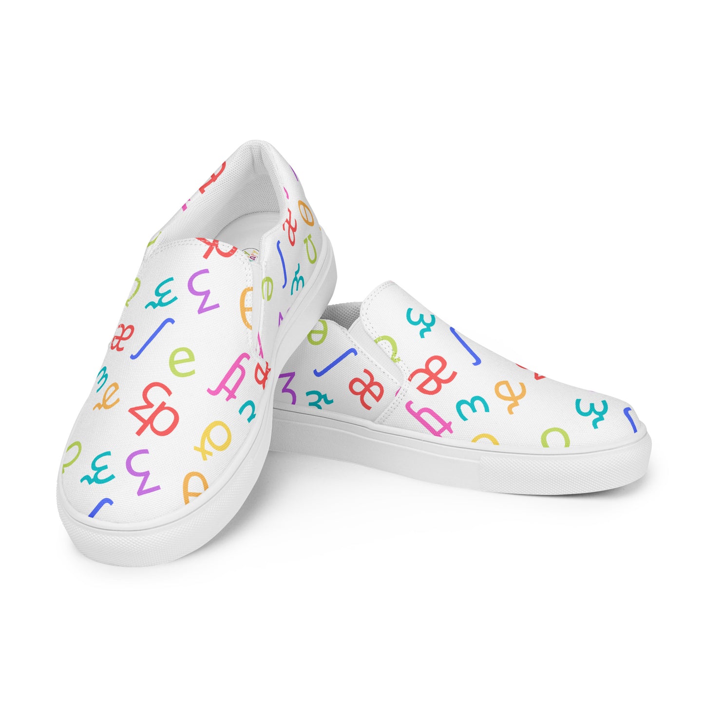 Bright Rainbow on White IPA Slip-on Canvas Shoes (Women's Sizes)