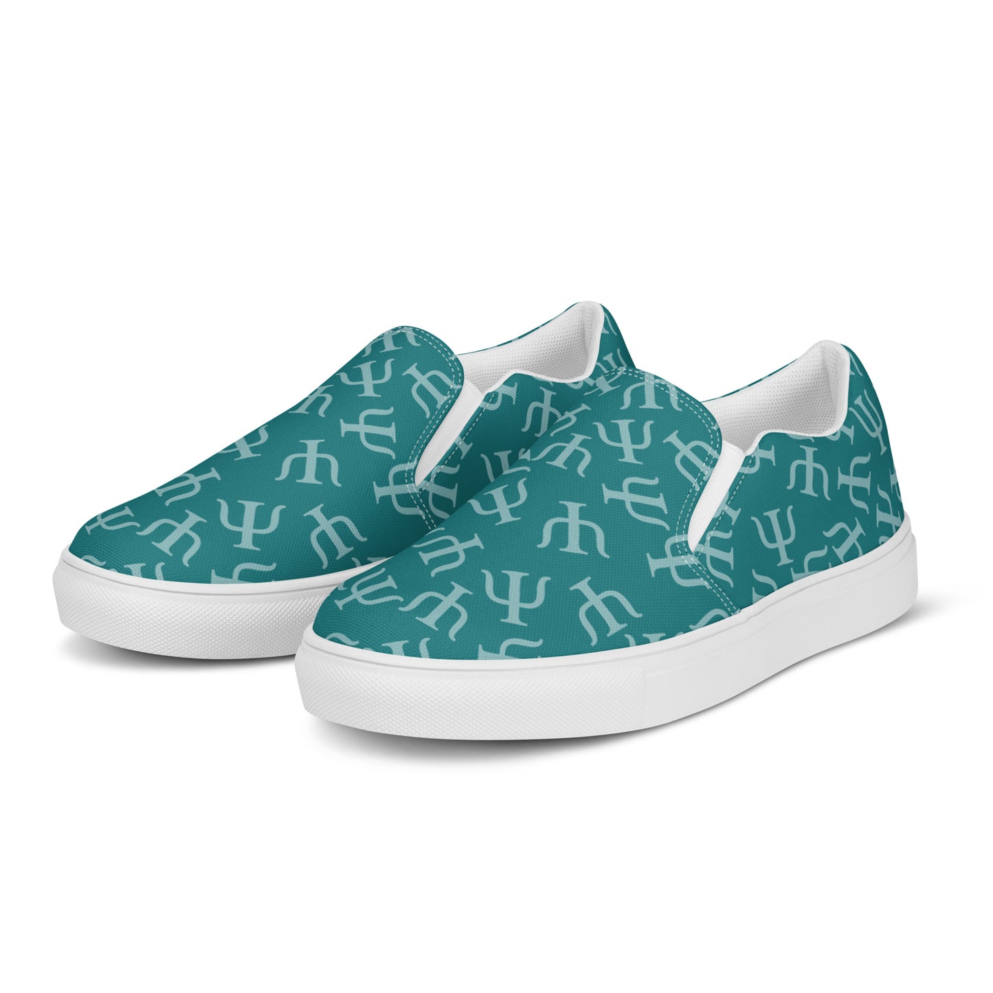 Teal Psych Symbol Slip-on Canvas Shoes (Women's Sizes)