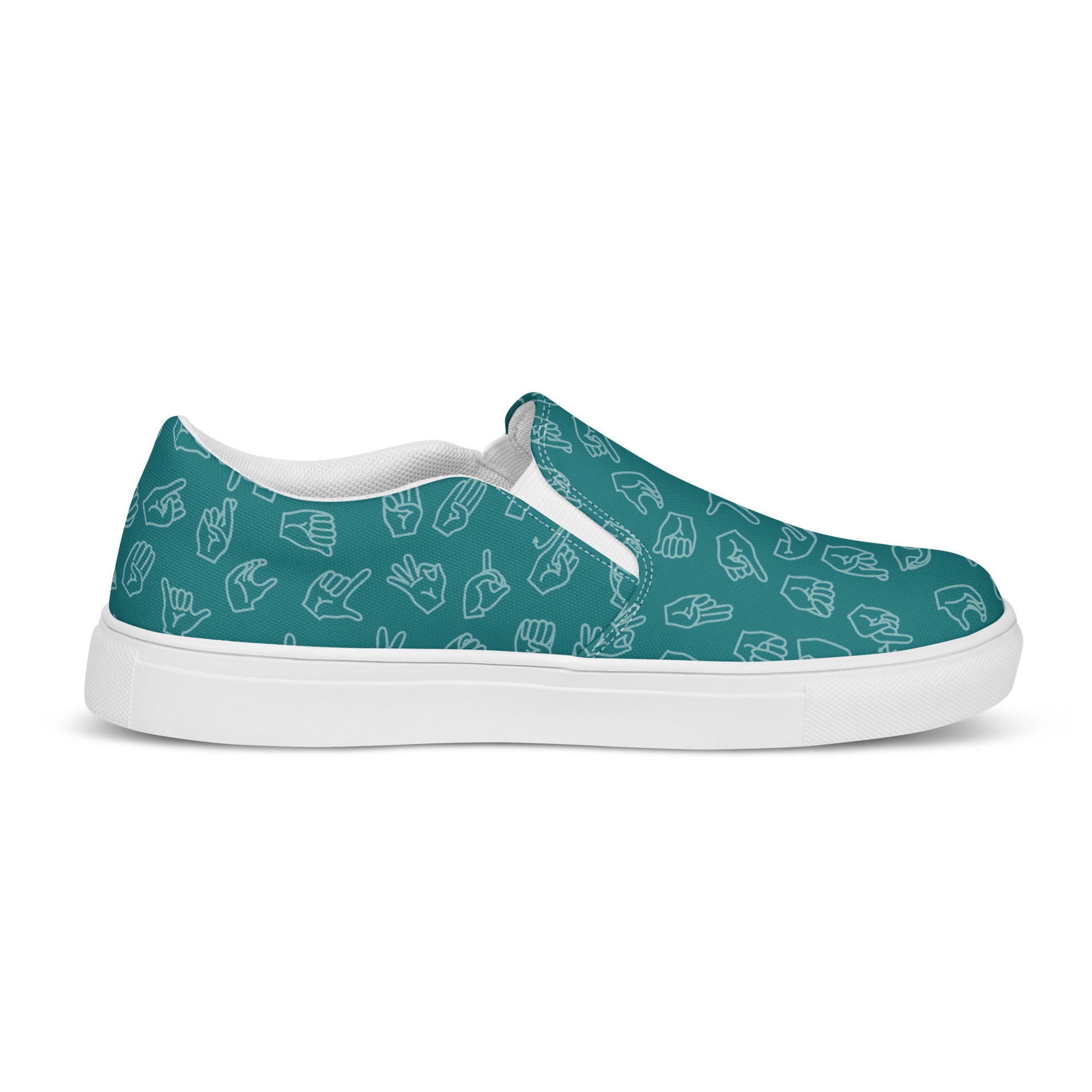 Teal slip store on shoes