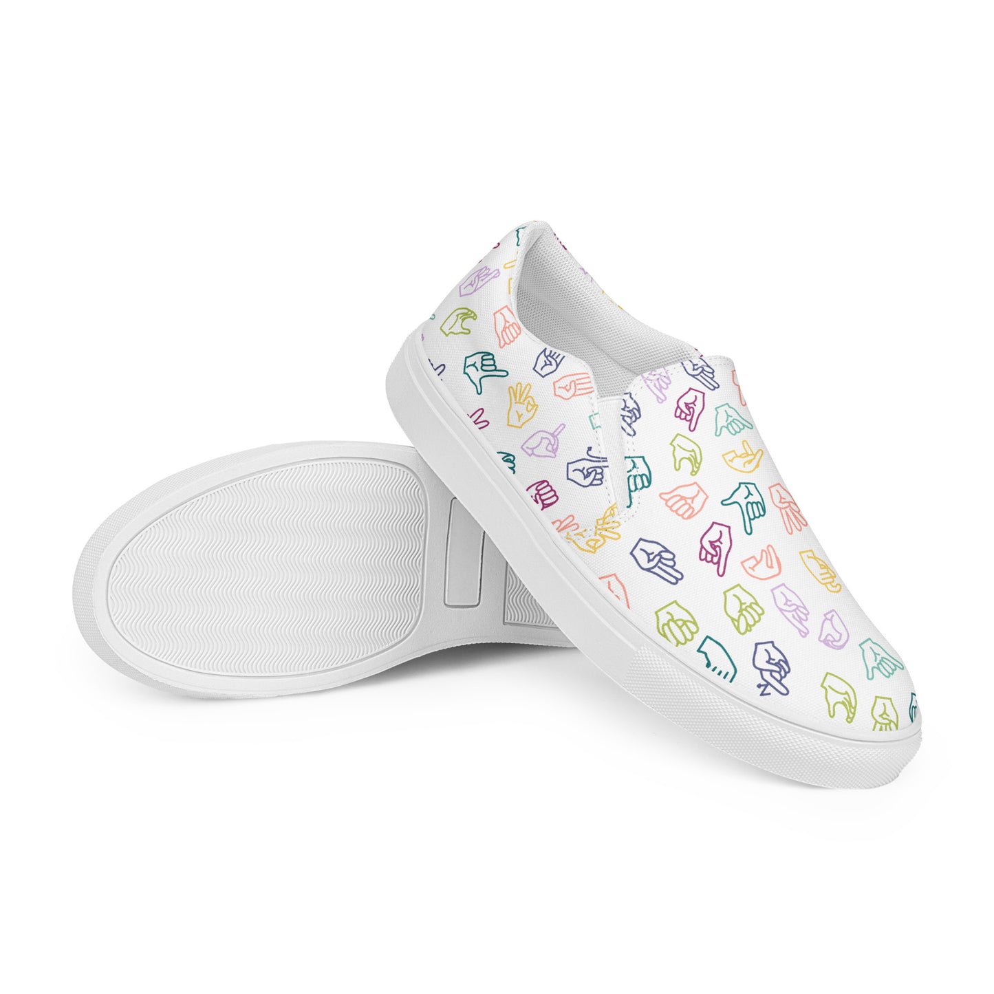 Muted Rainbow ASL Slip-on Canvas Shoes (Women's Sizes)