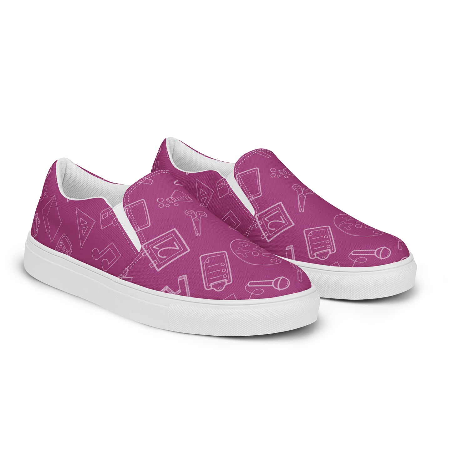 Magenta Elementary Doodles Slip-on Canvas Shoes (Women's Sizes)