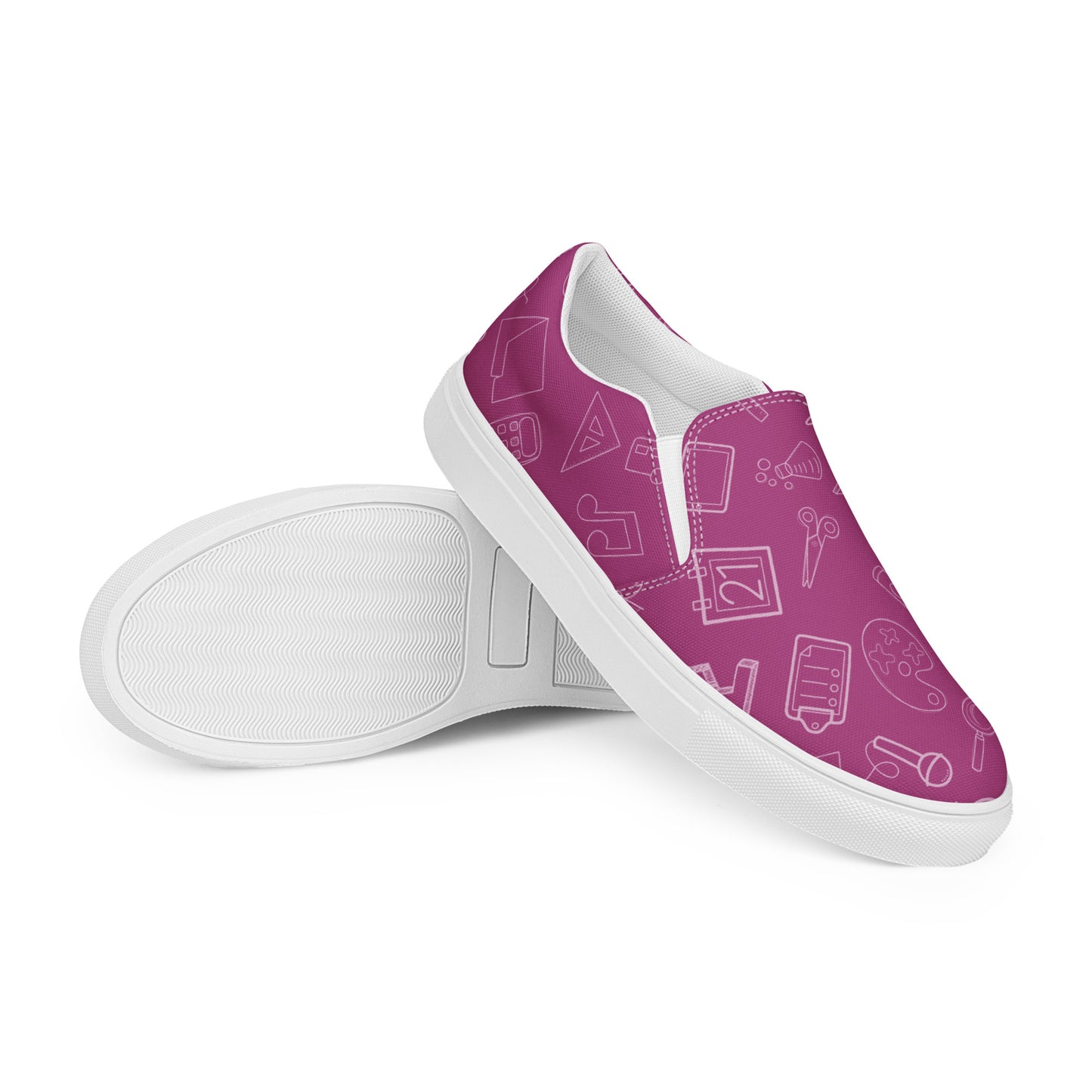 Magenta Elementary Doodles Slip-on Canvas Shoes (Women's Sizes)