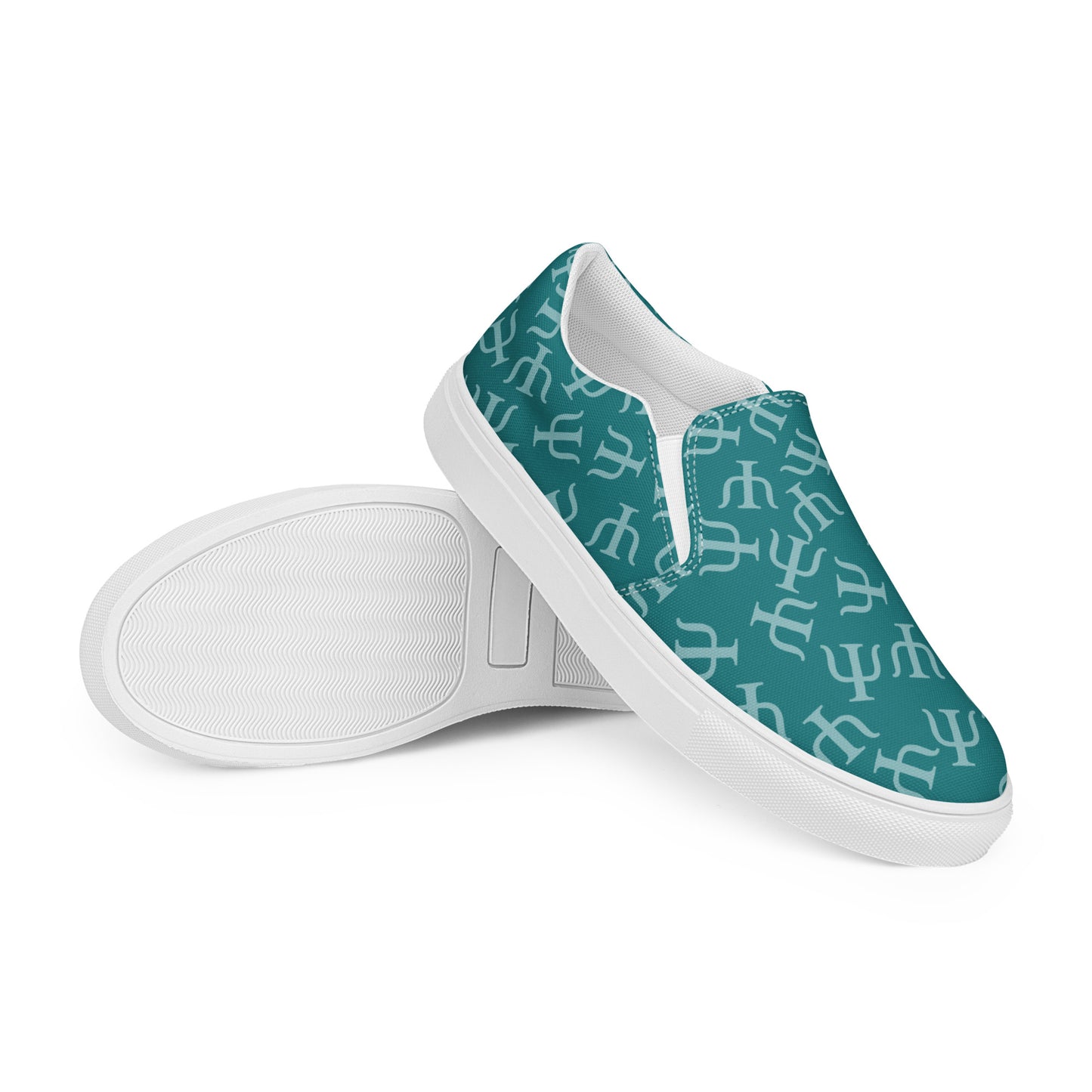 Teal Psych Symbol Slip-on Canvas Shoes (Women's Sizes)