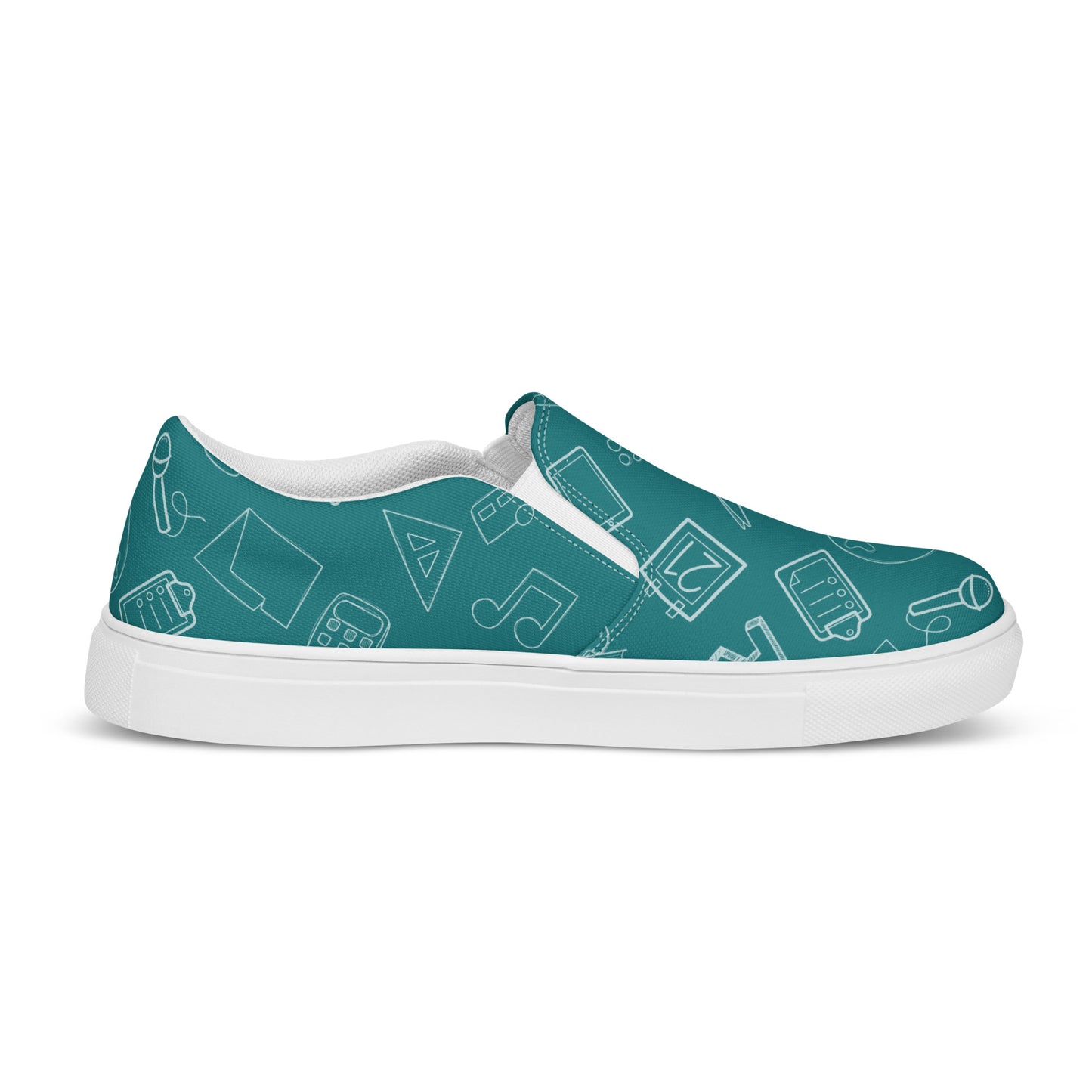 Teal Elementary Doodles Slip-on Canvas Shoes (Women's Sizes)