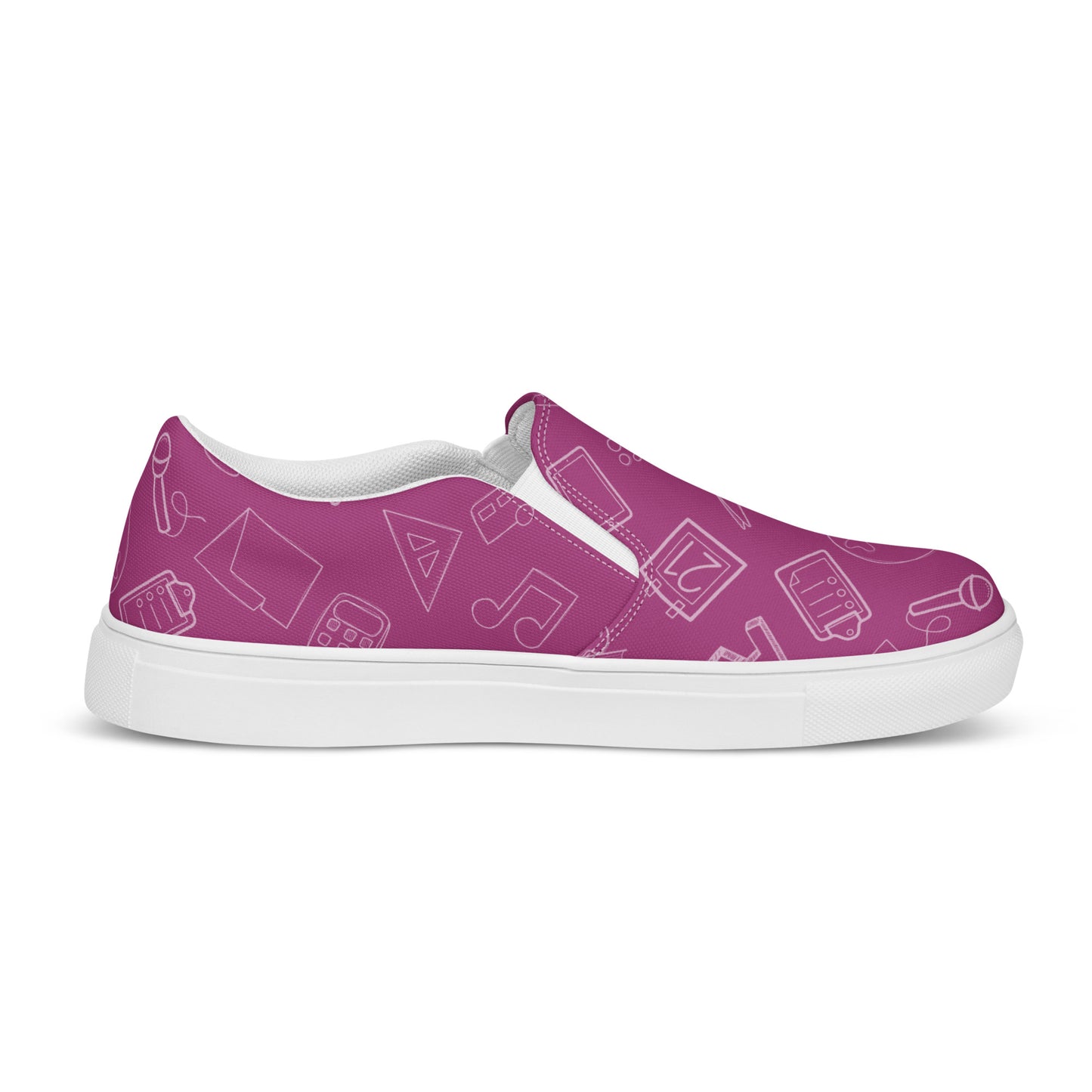 Magenta Elementary Doodles Slip-on Canvas Shoes (Women's Sizes)